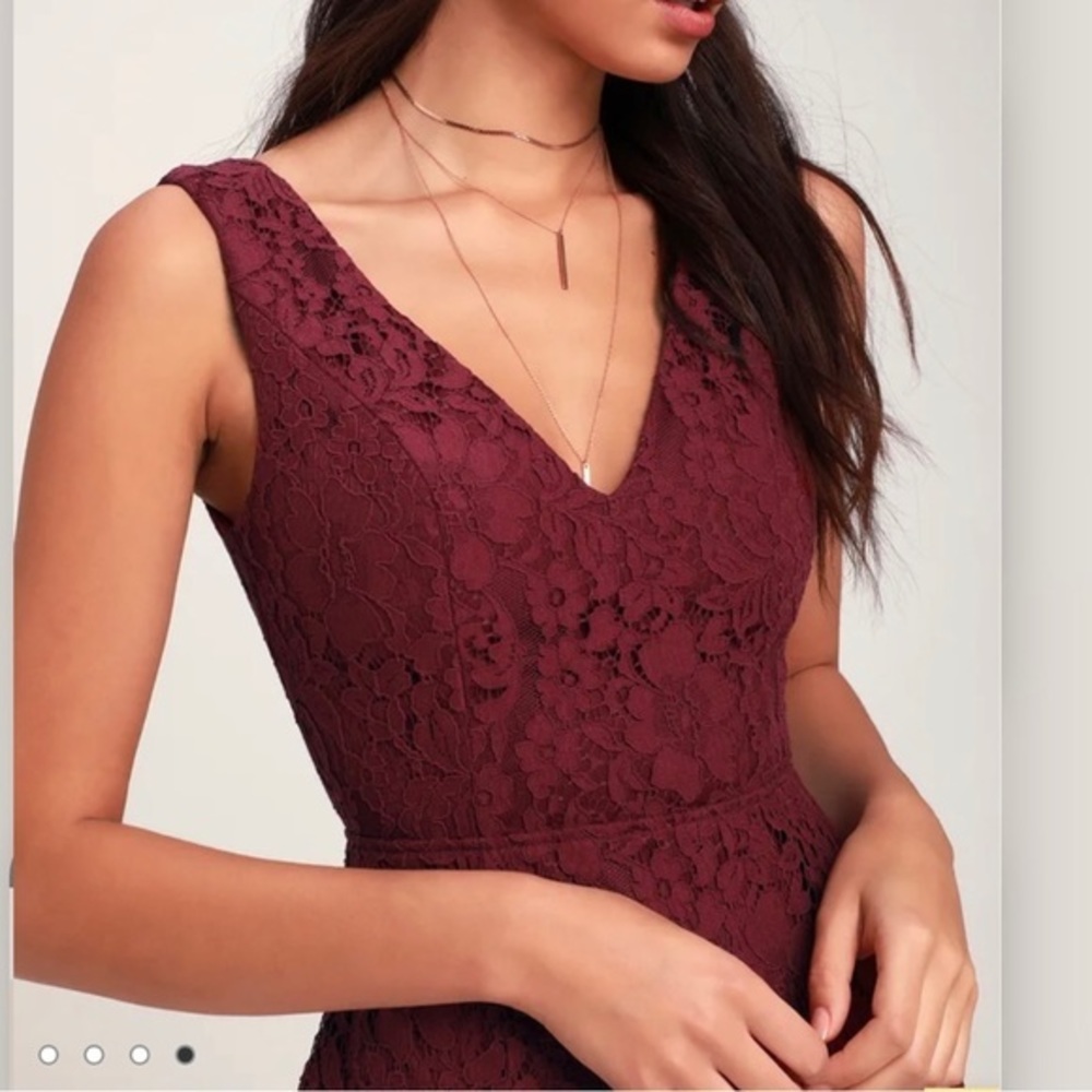 NWT Lulus Nevaeh Burgundy Lace Cutout Sleeveless Mini Dress SMALL - Picture 4 of 11